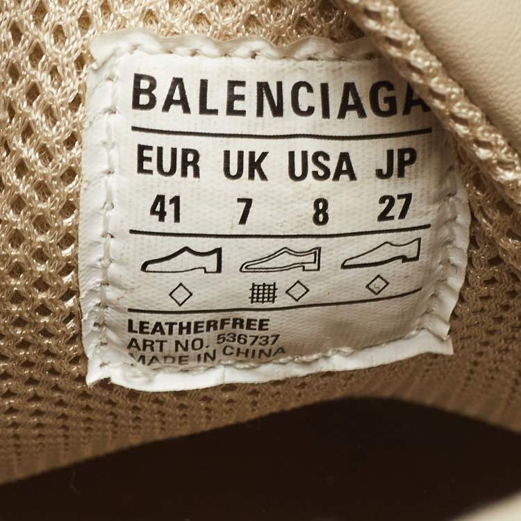 Pre Owned Balenciaga Cream Faux Leather Triple S Sneakers Size 41 