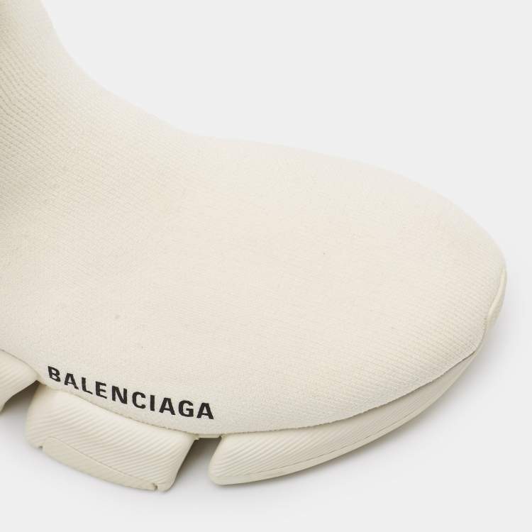 Pre Owned Balenciaga White Knit Fabric Speed 2.0 Sneakers Size 36