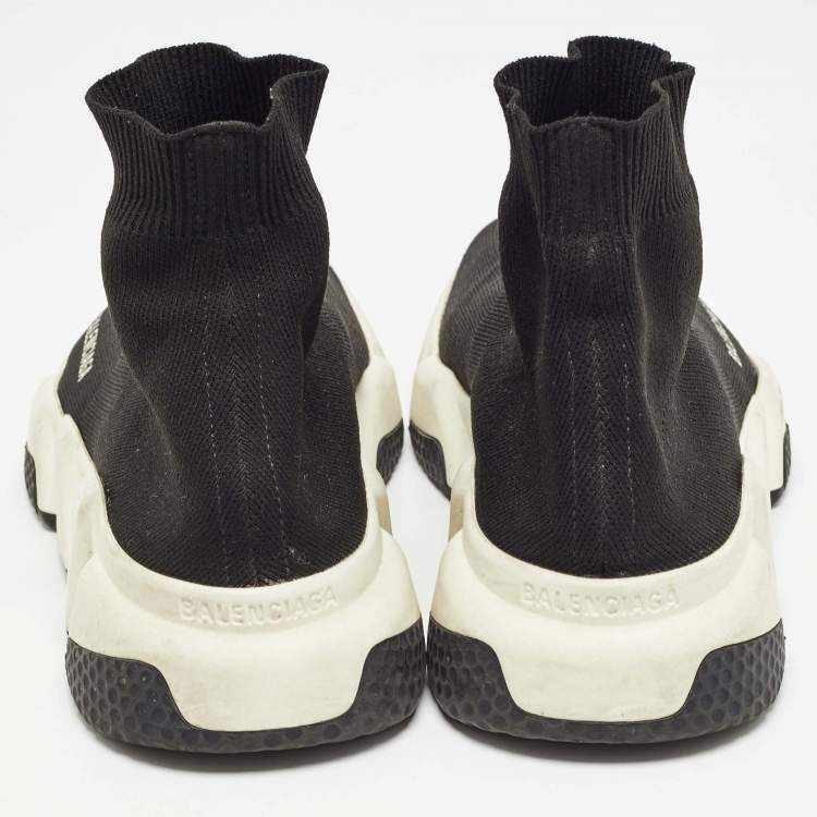 Pre Owned Balenciaga Black Knit Fabric Speed Trainer Sneakers Size 38