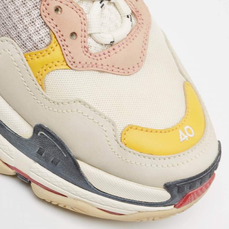 Pre Owned Balenciaga Multicolor Mesh and Nubuck Triple S Sneakers Size 40