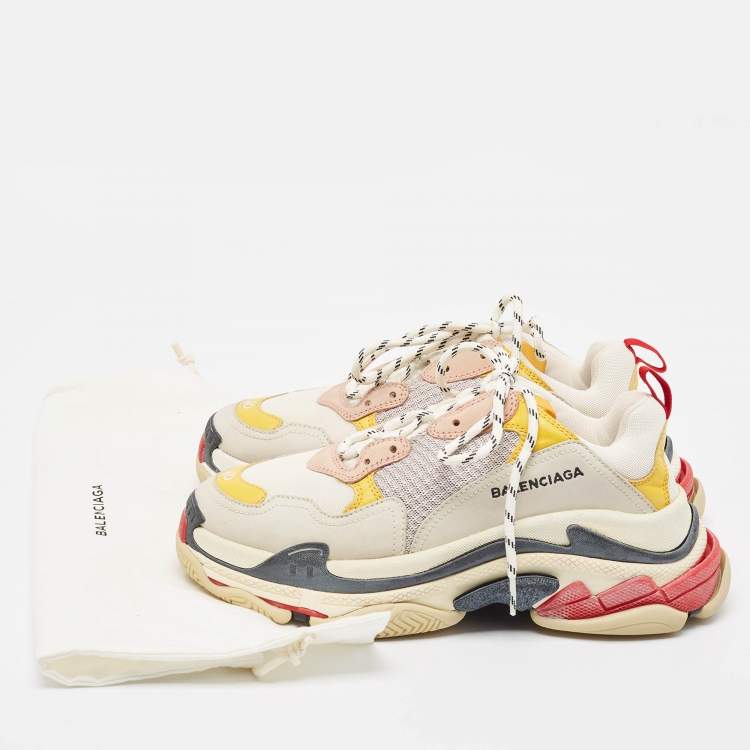 Pre Owned Balenciaga Multicolor Mesh and Nubuck Triple S Sneakers Size 40