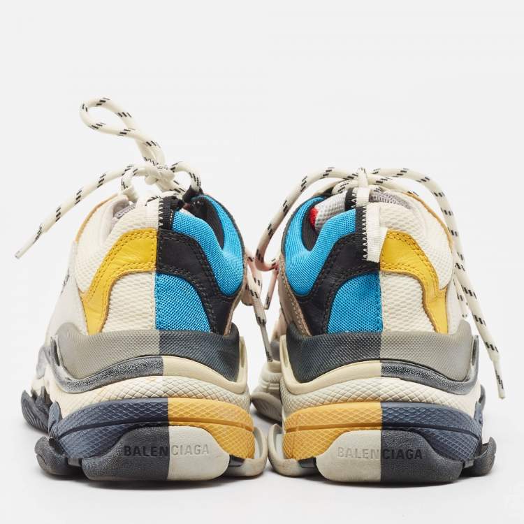 Pre Owned Balenciaga Multicolour Nubuck Leather Triple S Low Top Sneakers Size 40