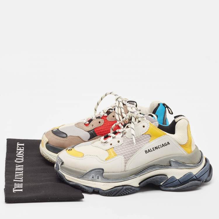 Pre Owned Balenciaga Multicolour Nubuck Leather Triple S Low Top Sneakers Size 40