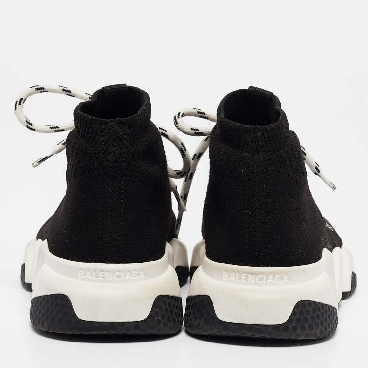 Pre Owned Balenciaga Black Knit Speed Trainer High Top Sneakers Size 37