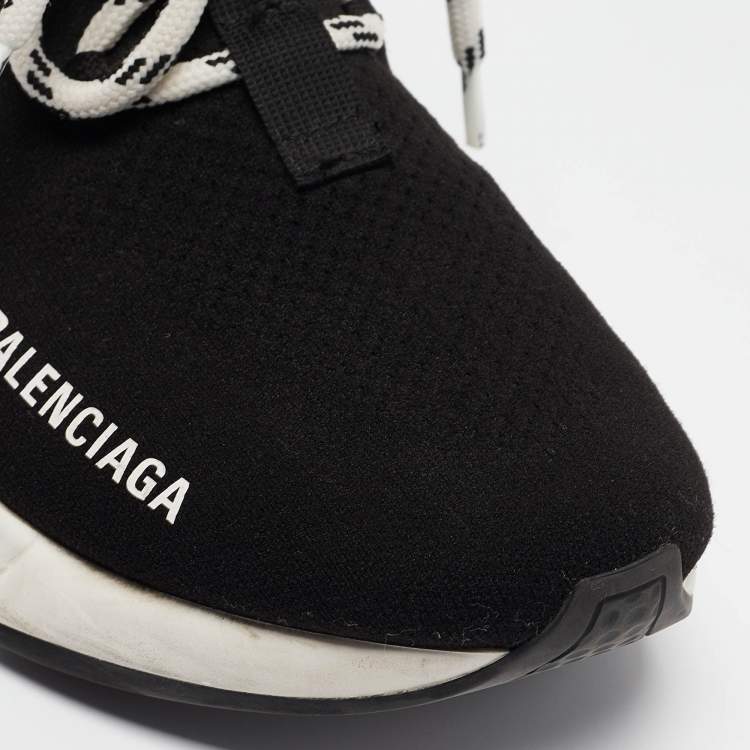 Pre Owned Balenciaga Black Knit Speed Trainer High Top Sneakers Size 37