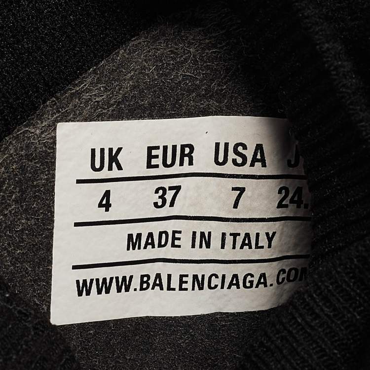 Pre Owned Balenciaga Black Knit Speed Trainer High Top Sneakers Size 37