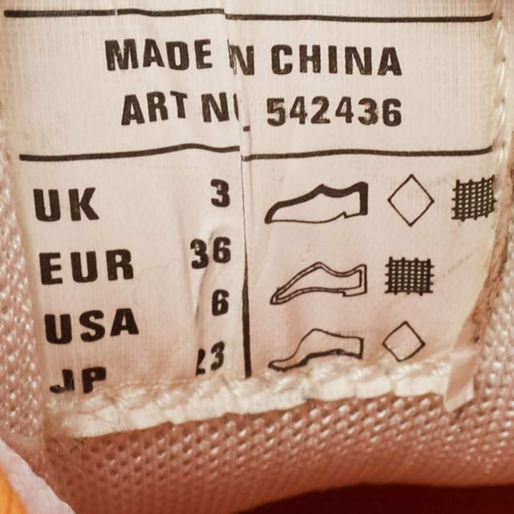 Pre Owned Balenciaga White/Orange Leather and Mesh Track Low Top Sneakers Size 36