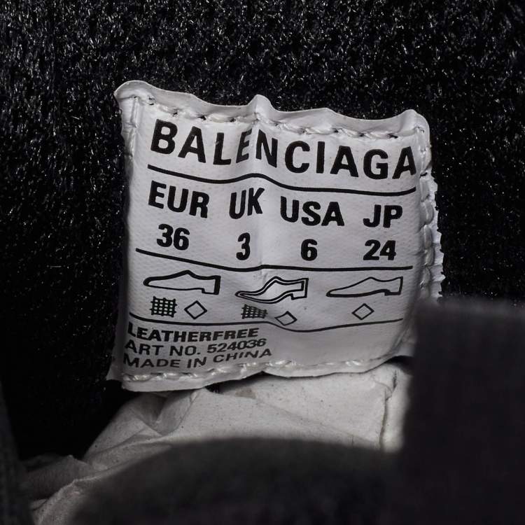 Pre Owned Balenciaga Black Faux Leather and Mesh Triple Low Top Sneakers Size 36