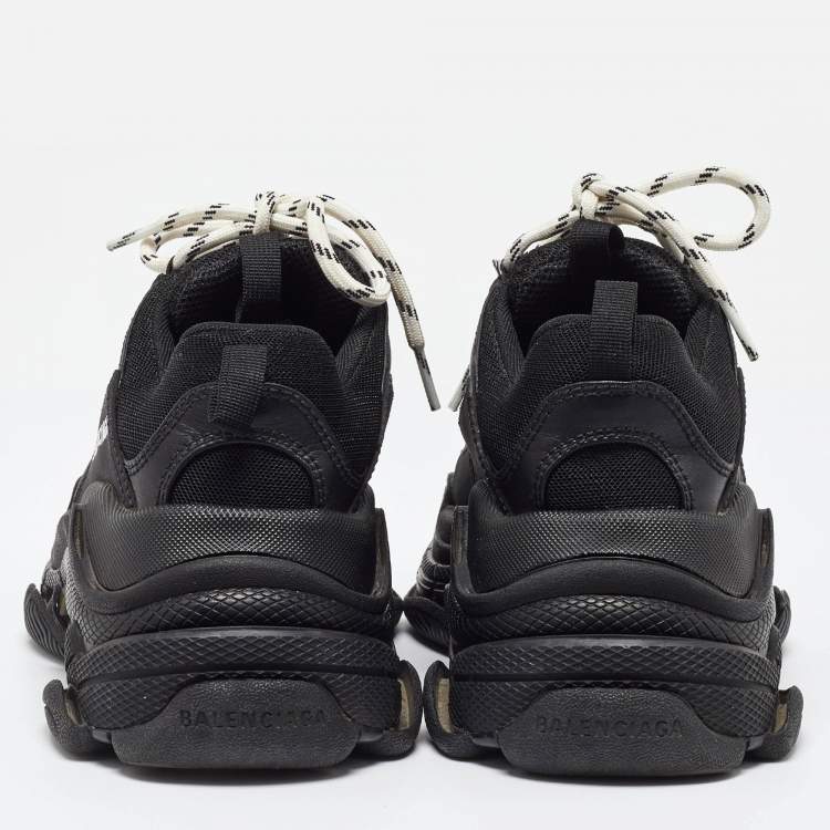 Pre Owned Balenciaga Black Faux Leather and Mesh Triple Low Top Sneakers Size 36