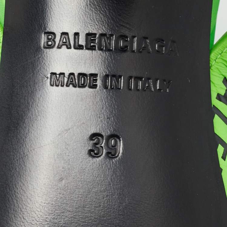Pre Owned Balenciaga Green Leather Ankle Strap Sandals Size 39