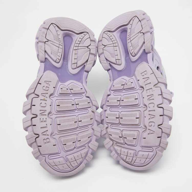Pre Owned Balenciaga Purple Leather and Mesh Track 2 Sneakers Size 41