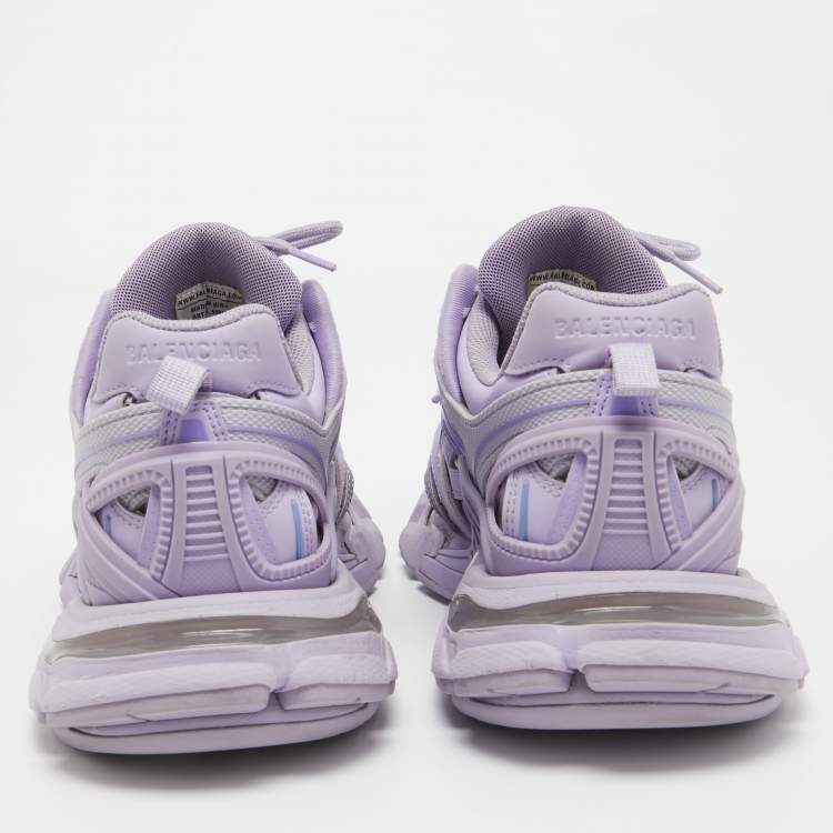 Pre Owned Balenciaga Purple Leather and Mesh Track 2 Sneakers Size 41