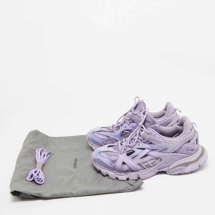 Pre Owned Balenciaga Purple Leather and Mesh Track 2 Sneakers Size 41