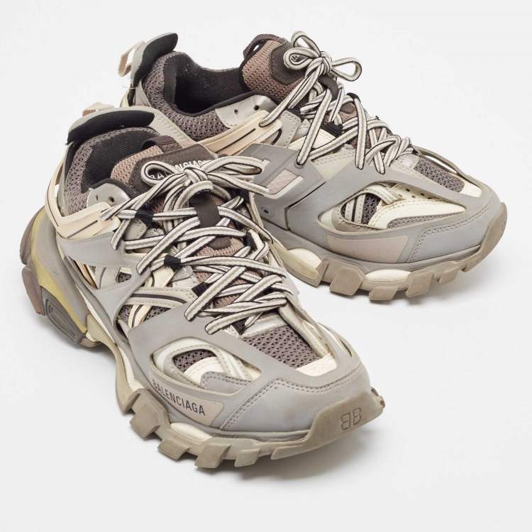 مملوكة مسبقًا Balenciaga Multicolor Faux Leather and Mesh Track Lace Up Sneakers Size 39