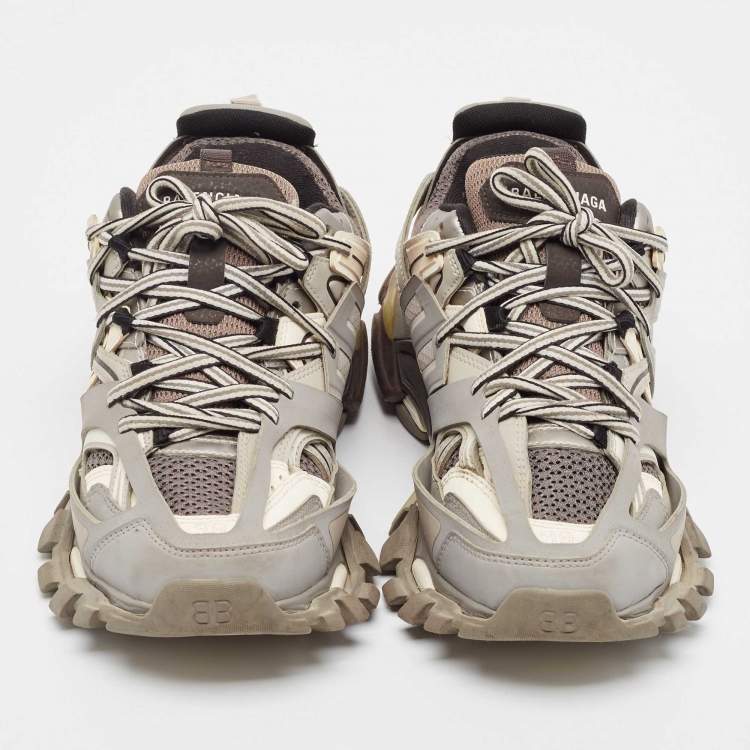 مملوكة مسبقًا Balenciaga Multicolor Faux Leather and Mesh Track Lace Up Sneakers Size 39