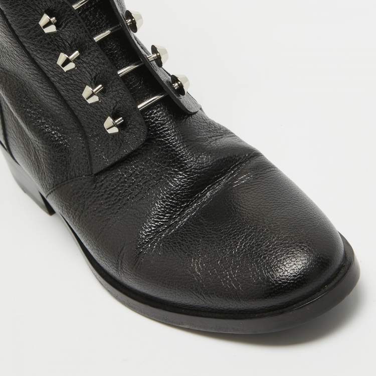 Pre Owned Balenciaga Black Leather Knee Length Boots Size 39