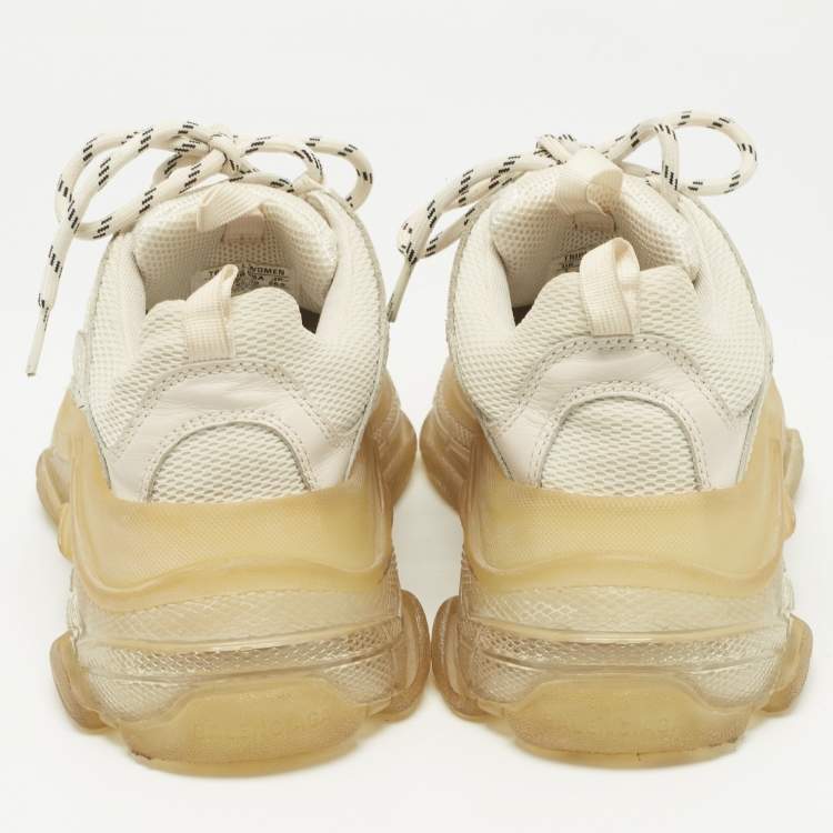 Pre Owned Balenciaga Grey Mesh and Nubuck Leather Triple S Clear Low Top Sneakers Size 40