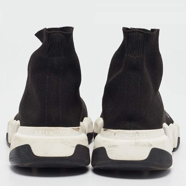 مملوكة مسبقًا Balenciaga Black Knit Fabric Speed 2.0 High Top Sneakers Size 37