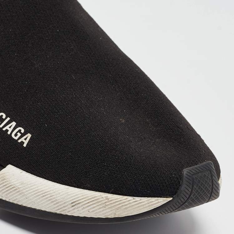 مملوكة مسبقًا Balenciaga Black Knit Fabric Speed 2.0 High Top Sneakers Size 37