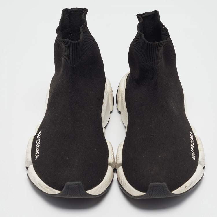 مملوكة مسبقًا Balenciaga Black Knit Fabric Speed 2.0 High Top Sneakers Size 37