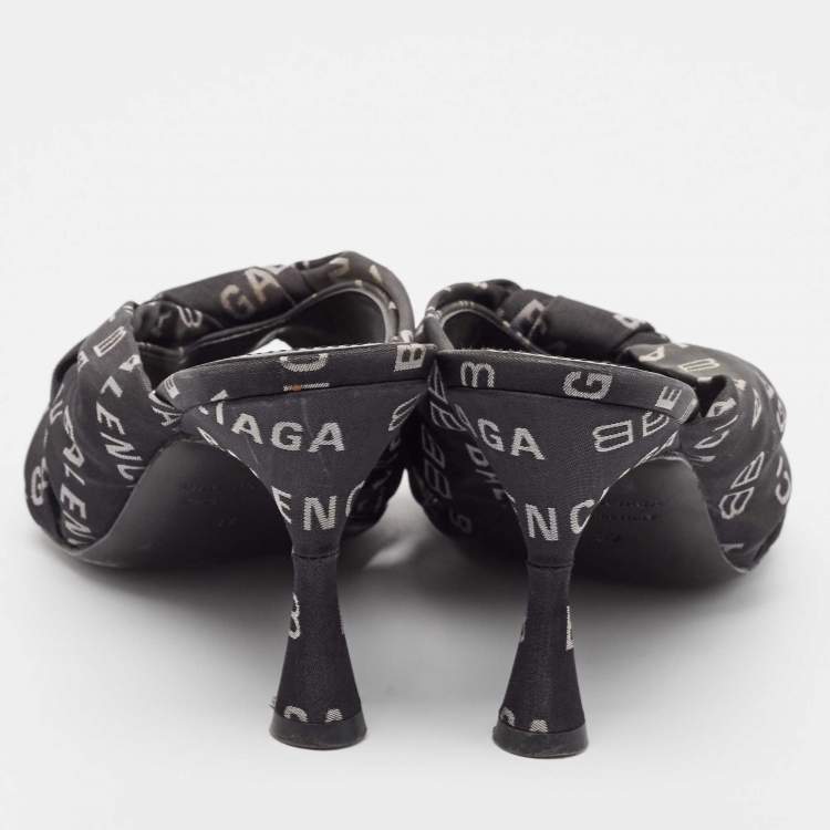 Pre Owned Balenciaga Black Canvas Slide Sandals Size 37