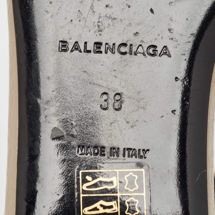 Pre Owned Balenciaga Brown Leather Arena Ankle Strap Flats Size 38