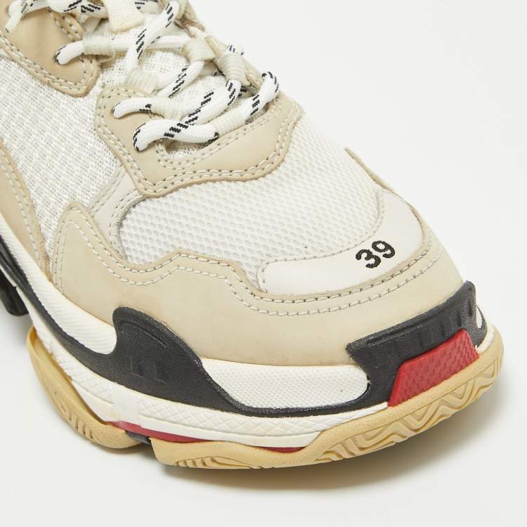 Pre Owned Balenciaga Multicolor Leather and Mesh Triple S Sneakers Size 39