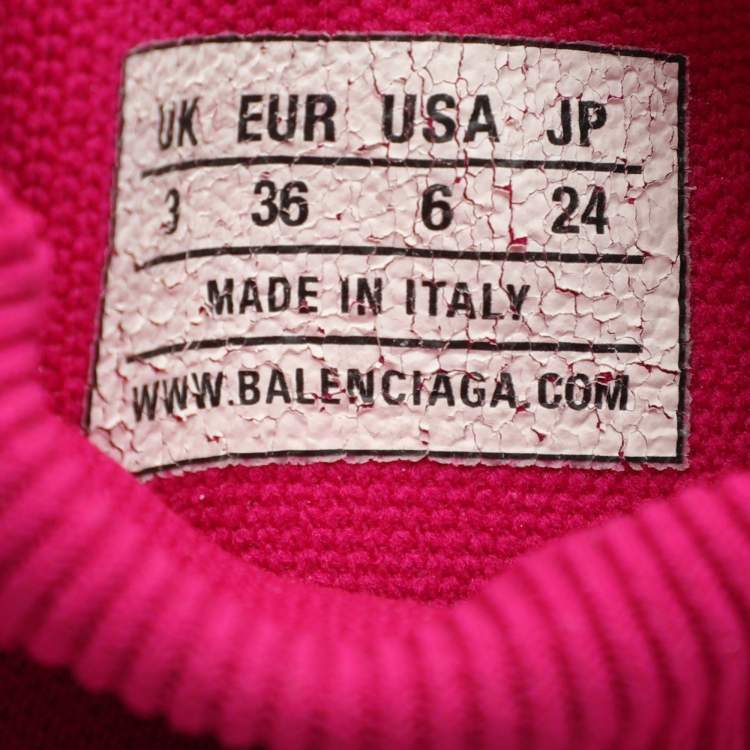 Pre Owned Balenciaga Pink Knit Fabric Speed Trainer Sneakers Size 36