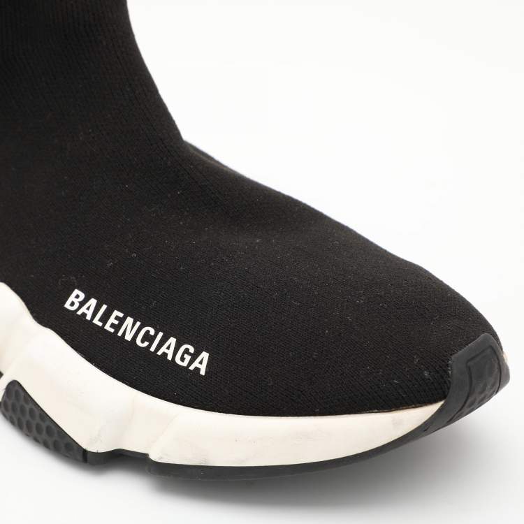 Pre Owned Balenciaga Black Knit Fabric Speed Trainer Sneakers Size 35