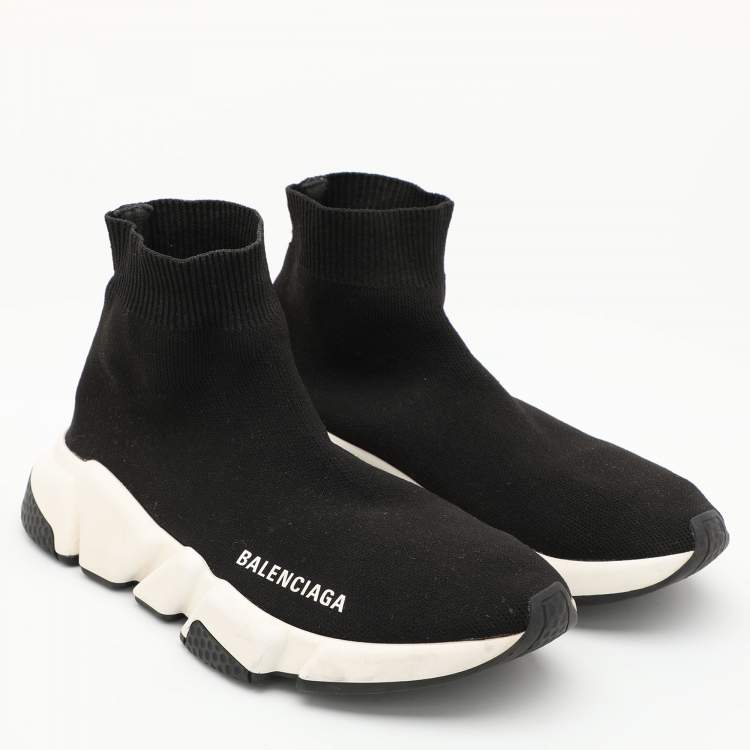 Pre Owned Balenciaga Black Knit Fabric Speed Trainer Sneakers Size 35