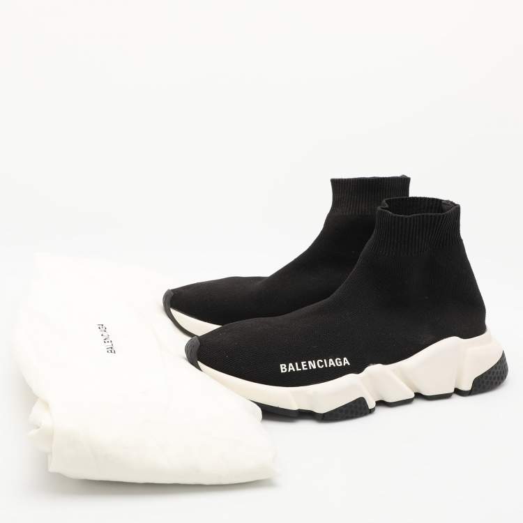 Pre Owned Balenciaga Black Knit Fabric Speed Trainer Sneakers Size 35