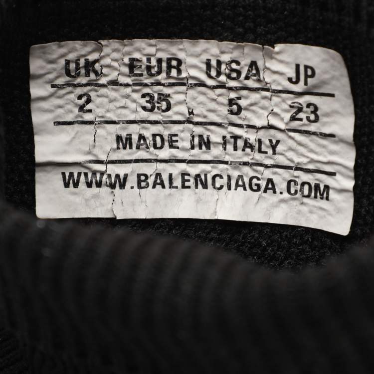 Pre Owned Balenciaga Black Knit Fabric Speed Trainer Sneakers Size 35