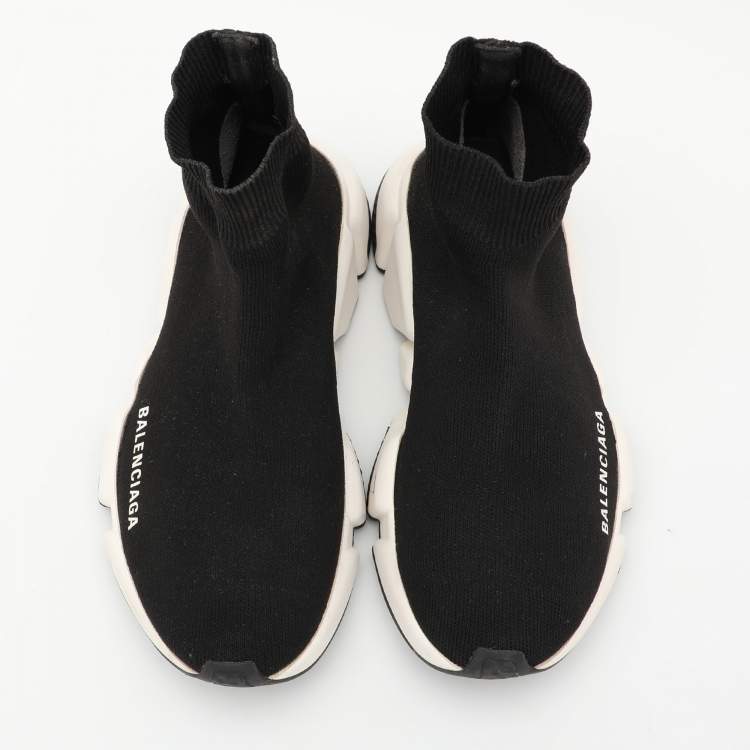 Pre Owned Balenciaga Black Knit Fabric Speed Trainer Sneakers Size 35