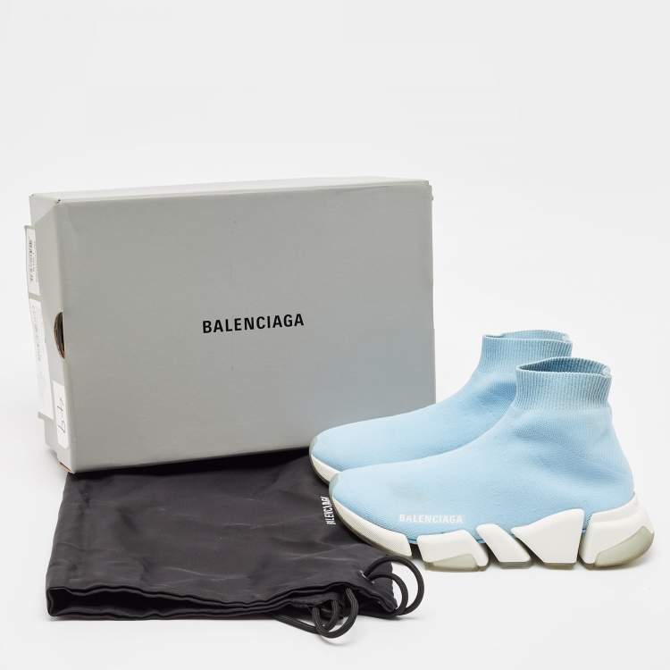 Pre Owned Balenciaga Blue Knit Fabric Speed 2.0 LT Sneakers Size 36