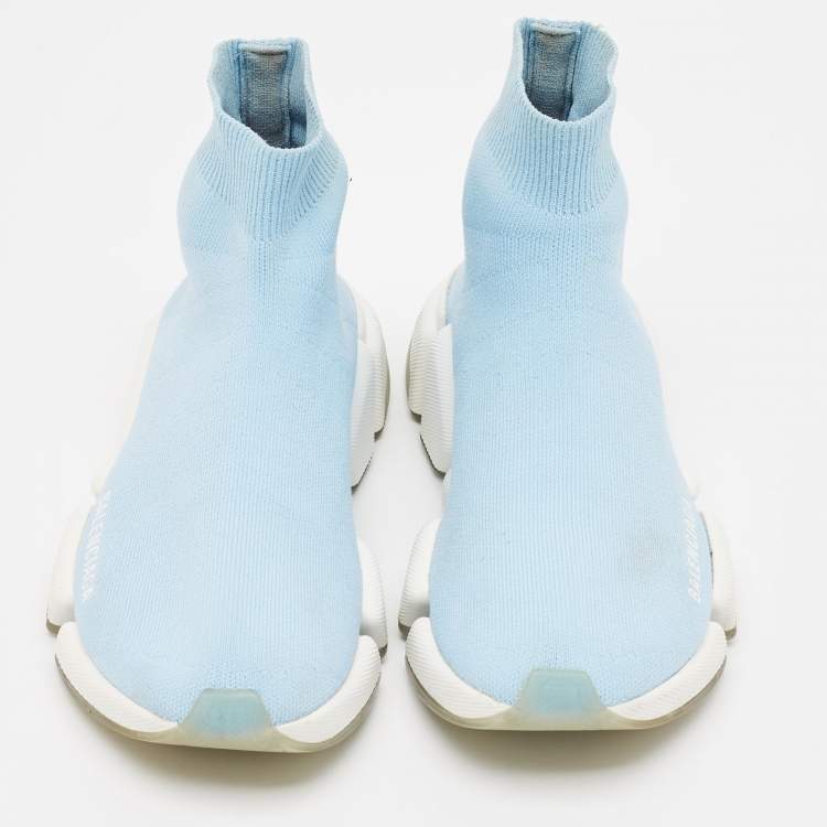 Pre Owned Balenciaga Blue Knit Fabric Speed 2.0 LT Sneakers Size 36