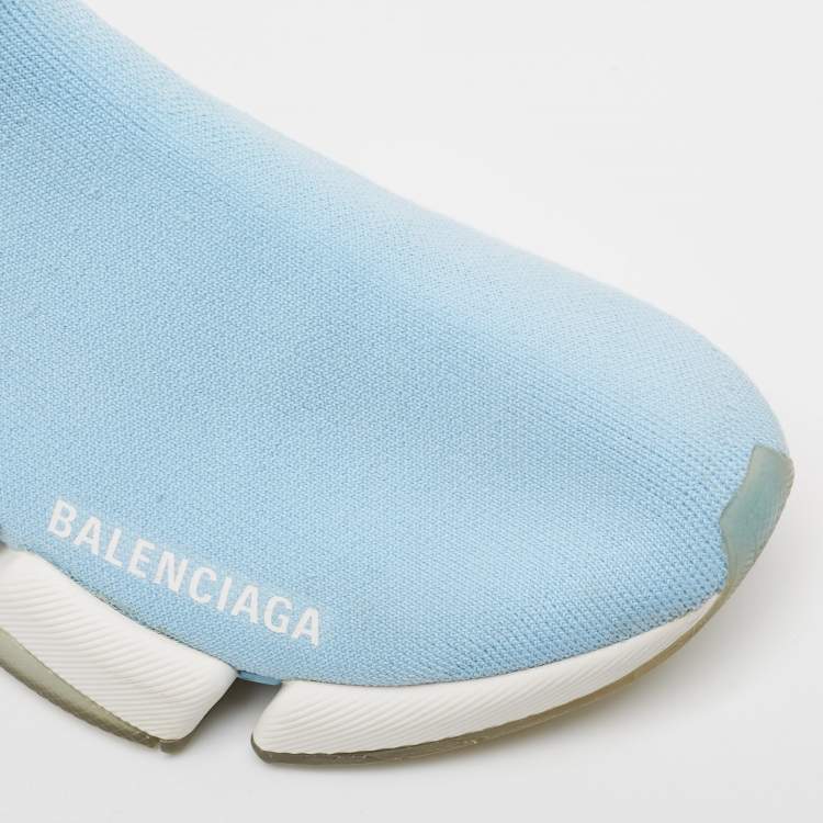 Pre Owned Balenciaga Blue Knit Fabric Speed 2.0 LT Sneakers Size 36