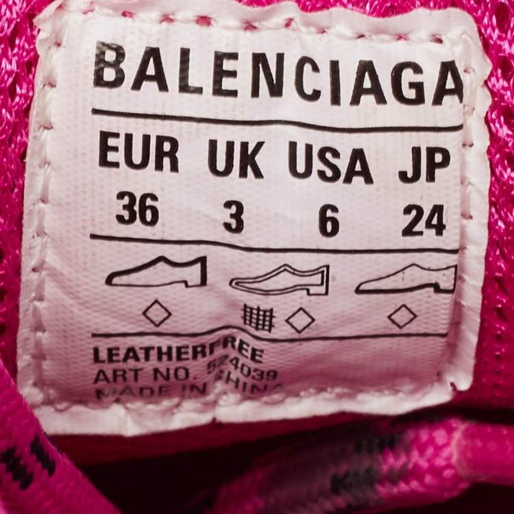 Pre Owned Balenciaga Pink Leather Triple S Lace Up Sneakers Size 36