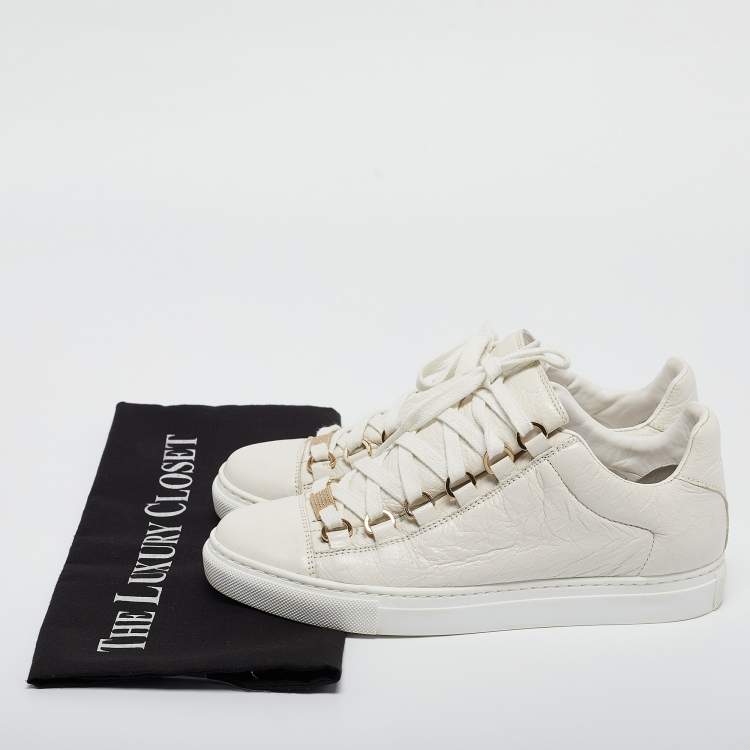 Pre Owned Balenciaga White Leather Arena Lace Up Sneakers Size 36