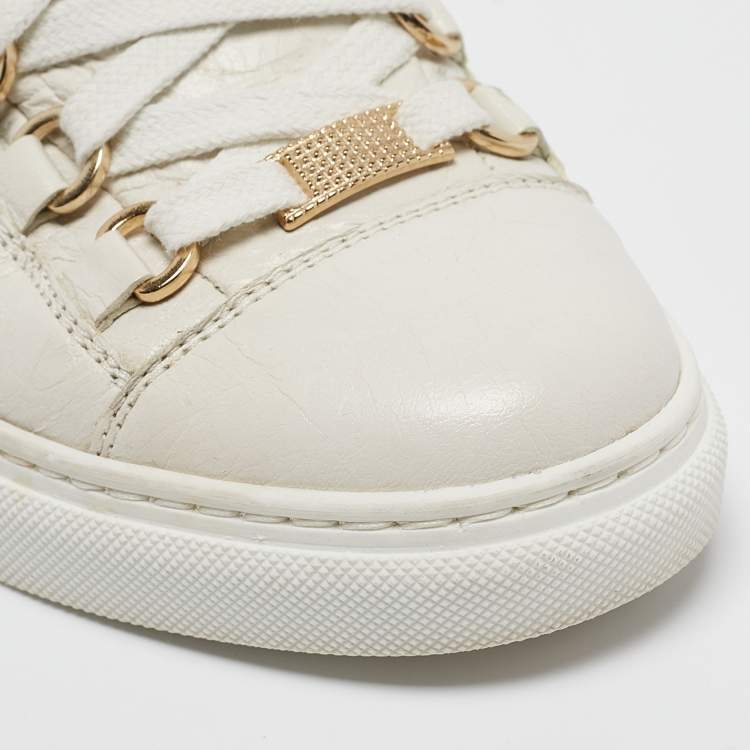 Pre Owned Balenciaga White Leather Arena Lace Up Sneakers Size 36
