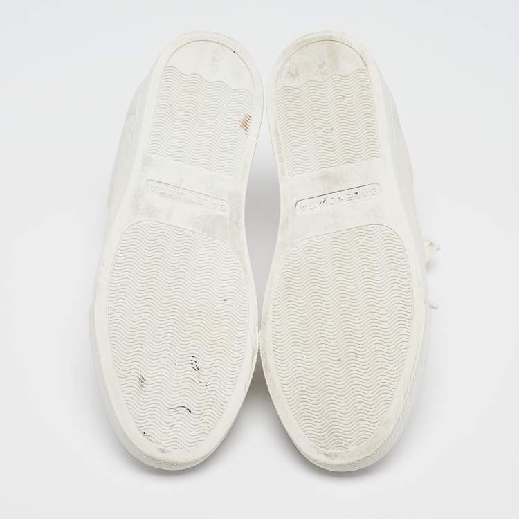 Pre Owned Balenciaga White Leather Arena Lace Up Sneakers Size 36