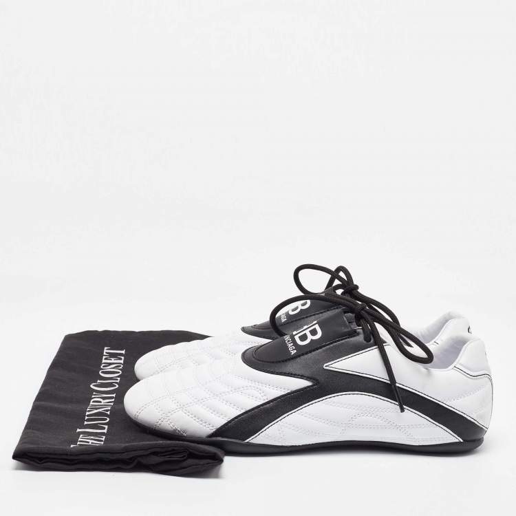 مملوكة مسبقًا Balenciaga White/Black Leather Zen Low Top Sneakers Size 38