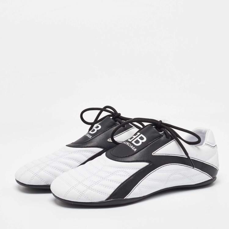 مملوكة مسبقًا Balenciaga White/Black Leather Zen Low Top Sneakers Size 38