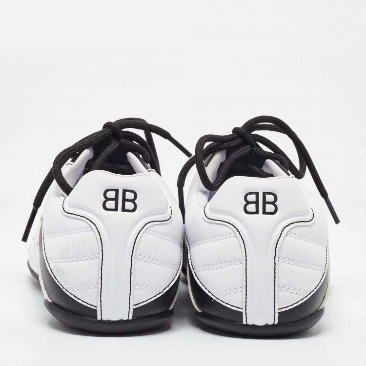 مملوكة مسبقًا Balenciaga White/Black Leather Zen Low Top Sneakers Size 38