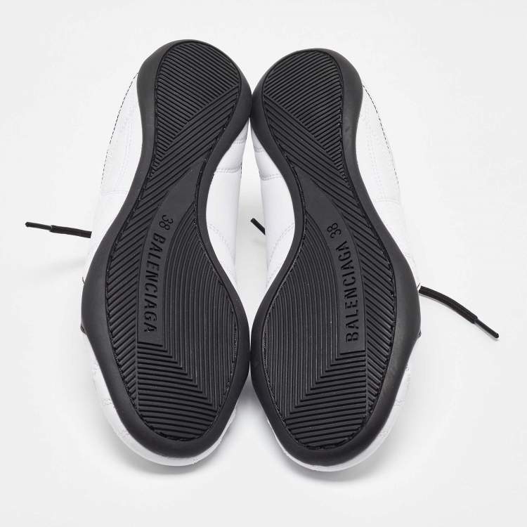 مملوكة مسبقًا Balenciaga White/Black Leather Zen Low Top Sneakers Size 38