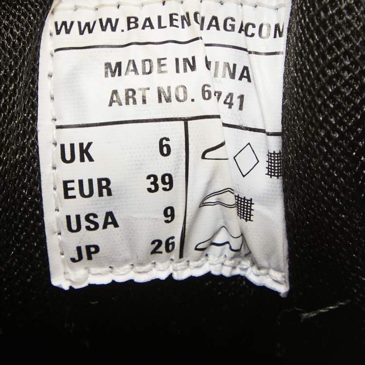 Pre Owned Balenciaga Black Faux Leather and Mesh Track Lace Up Sneakers Size 39