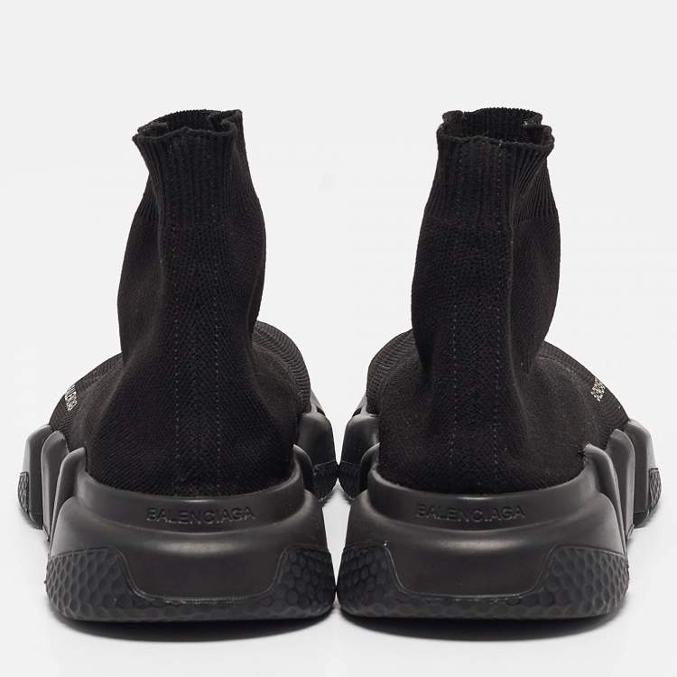 Pre Owned Balenciaga Black Fabric Speed Trainer High Top Sneakers Size 39