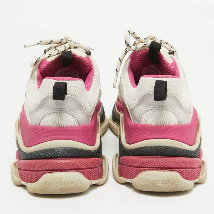 Pre Owned Balenciaga Multicolor Leather and Mesh Triple S Sneakers Size 39