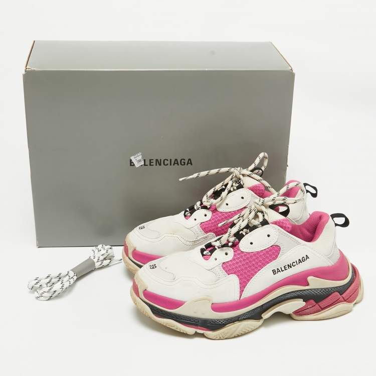 Pre Owned Balenciaga Multicolor Leather and Mesh Triple S Sneakers Size 39