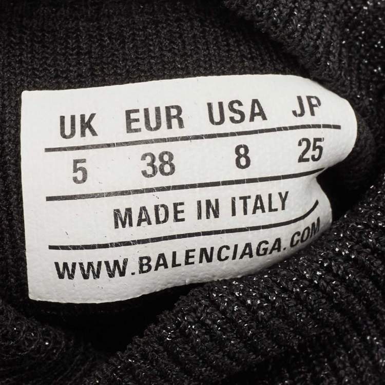 Pre Owned Balenciaga Black Lurex Fabric Speed Trainer High Top Sneakers Size 38