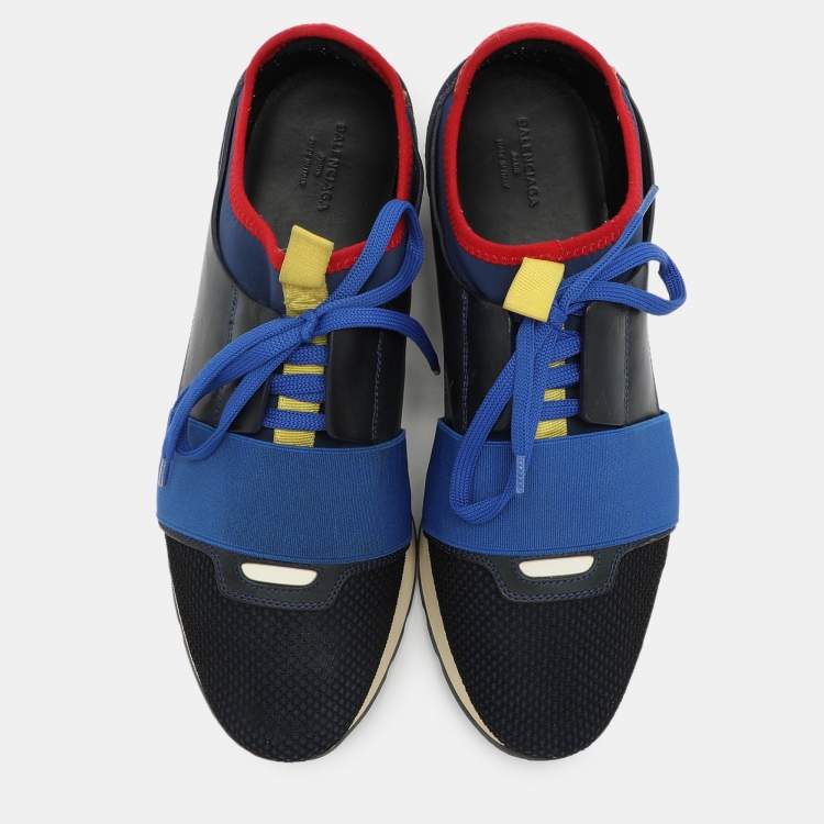 Pre Owned Balenciaga Multicolor Mesh and Leather Race Runner Low Top Sneakers Size 40